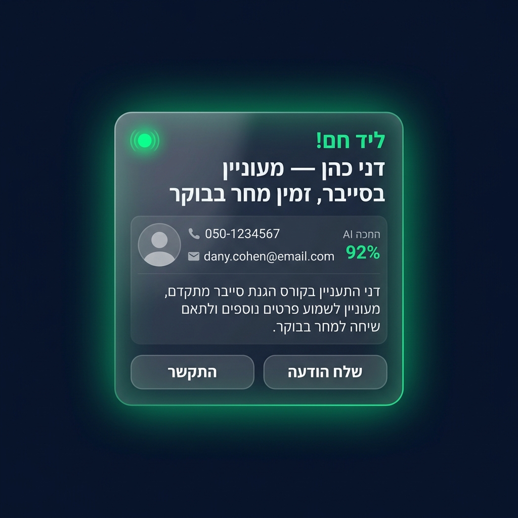 התראת ליד חם לנציג
